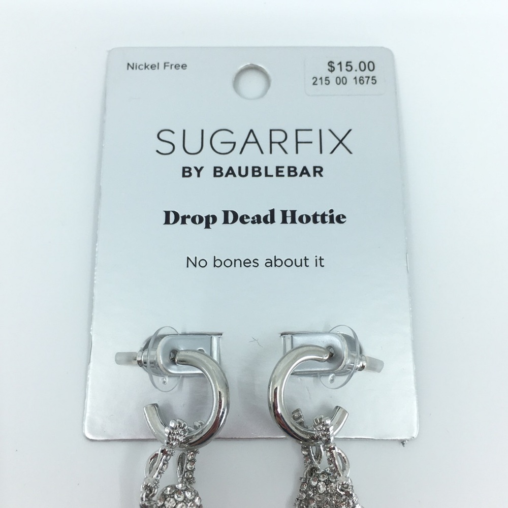 Sugarfix by Baublebar Skeleton Rhinestone Earrings NEW Drop Dead Hottie Gothic - Picture 7 of 10